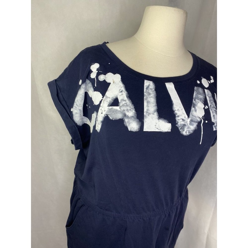 Calvin Klein Womens Casual Shirt Dress Navy Blue Spell Out Knee Length Size XXL - Picture 3 of 13
